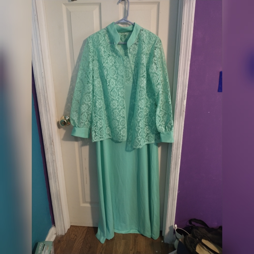 Vintage 70s Formal Dress and Wrap
